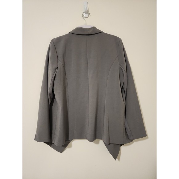 H by Halston Womens Open Front Blazer Jacket 20W Gray Stretch-Sleeve Washable - Picture 3 of 10